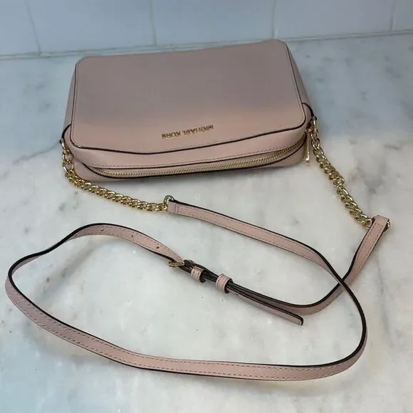 Michael Kors Bag Crossbody Purse Handbag Leather Cynthia Pink Chain Satchel Bag - Picture 16 of 16